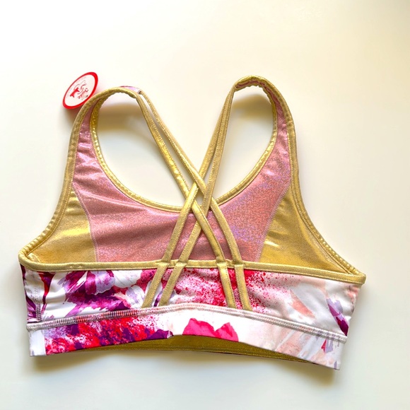 JUSTICE.NWT.Girls. Reversible Sports Bra. Pink & White w/gold trim.Sz XL… - Picture 5 of 8